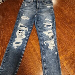 American Eagle Next Level Jeans Women's 4 Short Distressed Jegging Stretch Hot